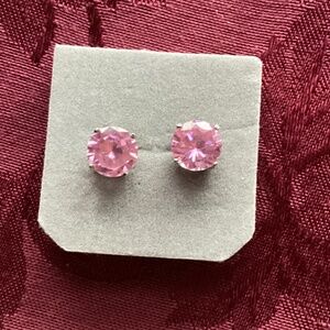 Pink cubic zirconia stud earrings